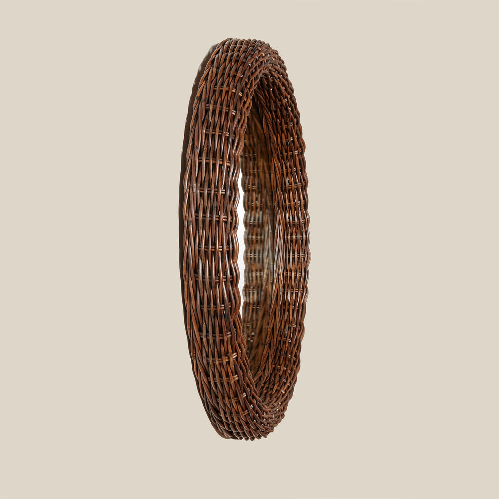 side angle of mirror with rattan frame