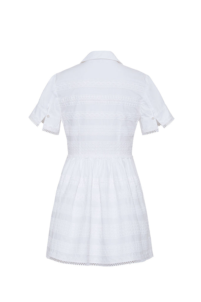 Kai Mini Dress in Lace Inserts White