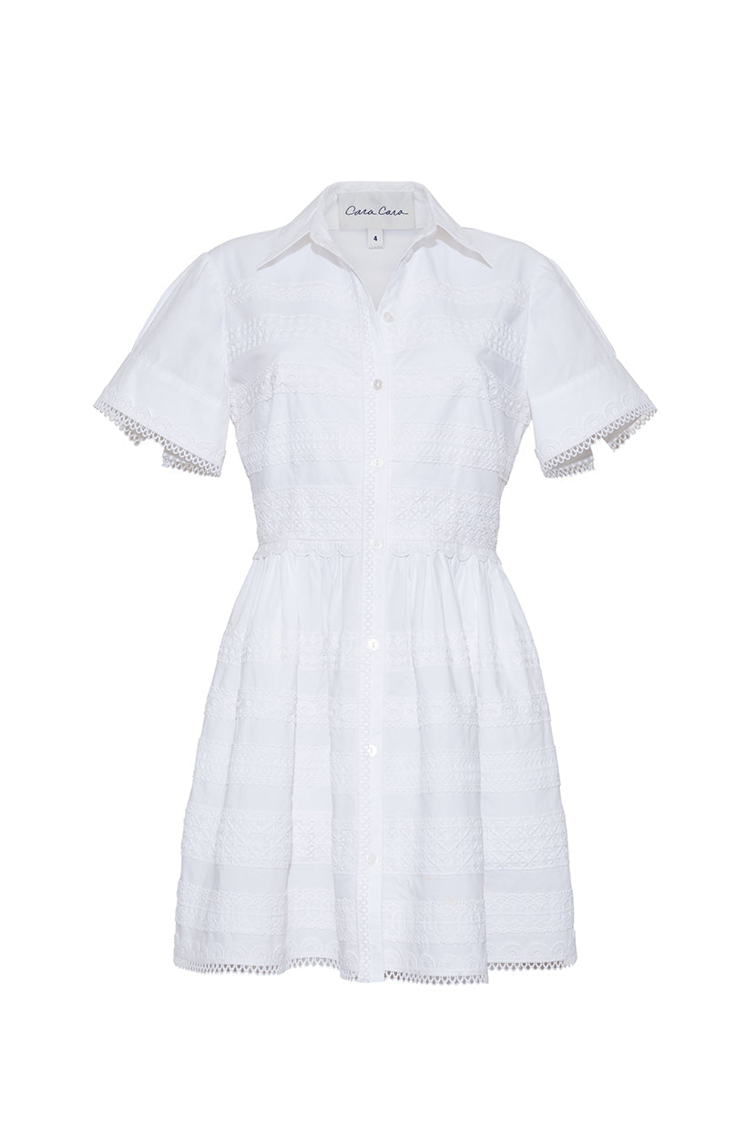 Kai Mini Dress in Lace Inserts White