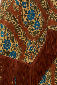 Close up of the Allyne Skirt in Amber Glen Brown.