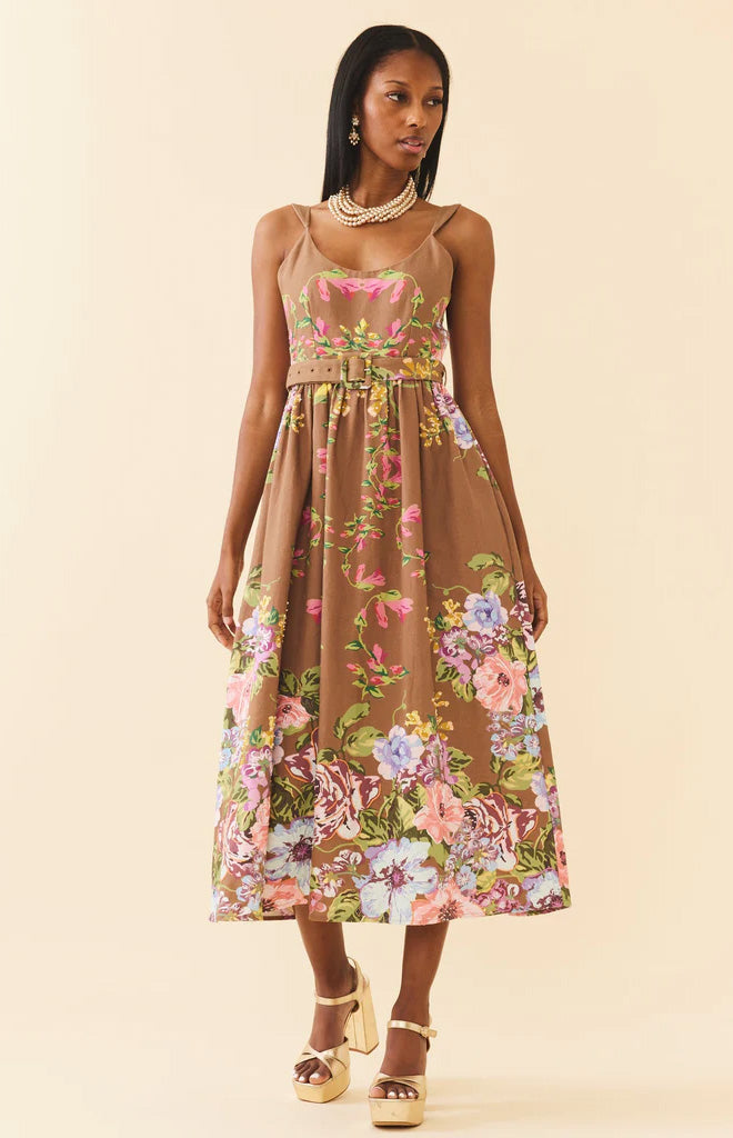 caramel vintage floral print ワンピース　3y Katherine Dress in Caramel Victorian Floral | Over The Moon