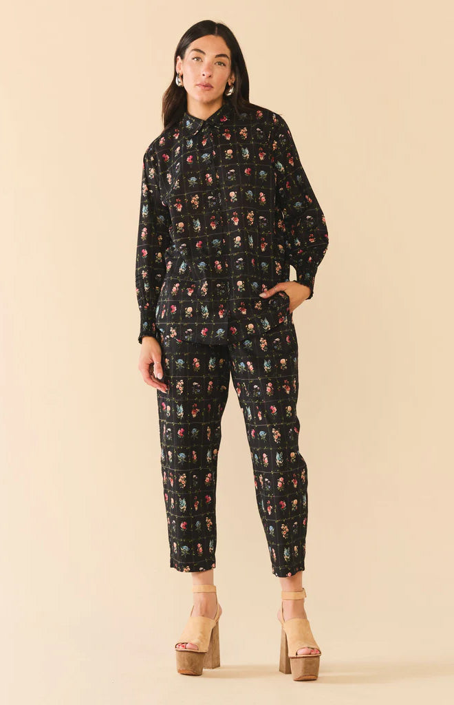 Katie Button Down in Florence Black Floral
