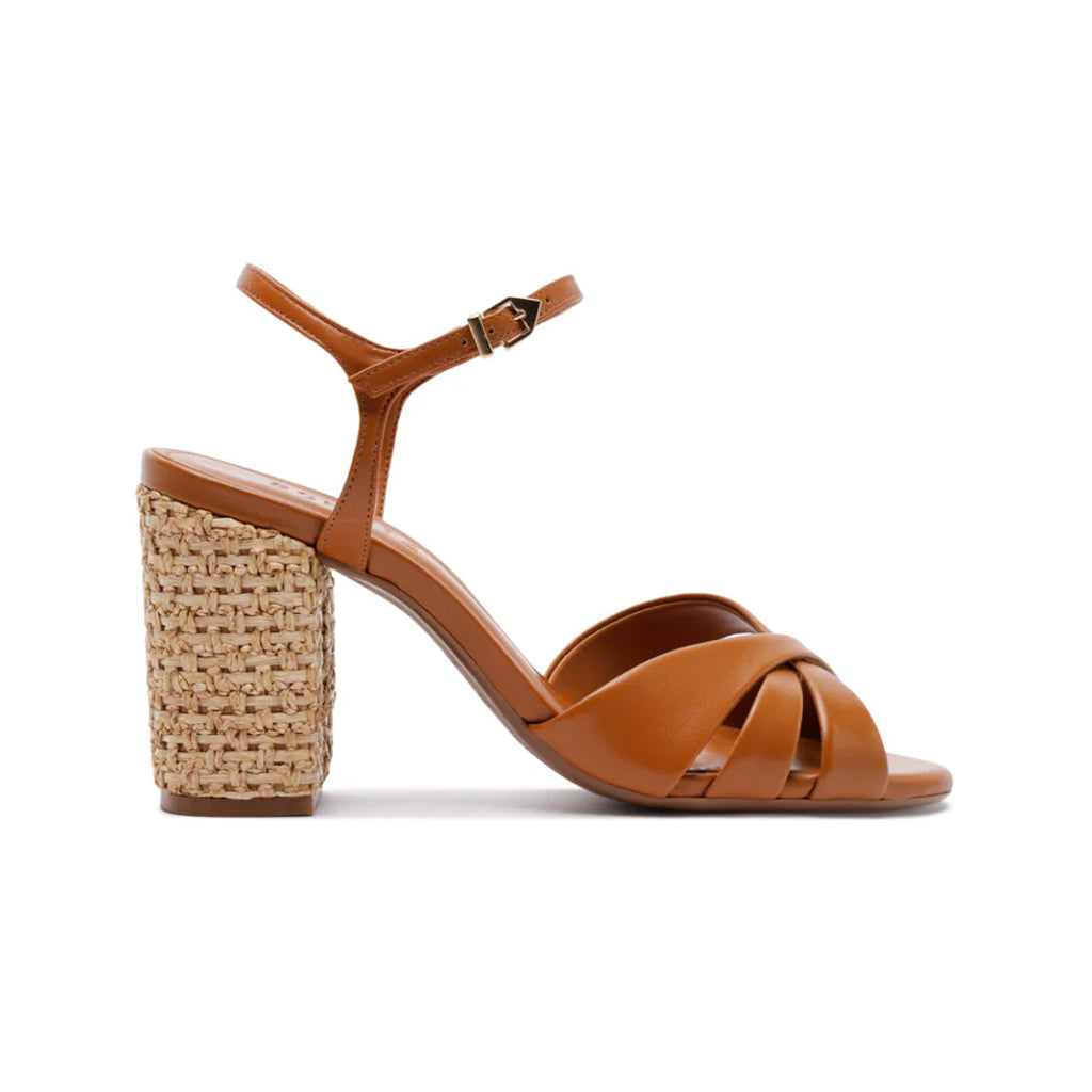 Keefa Raffia High Block in Burnt Honey