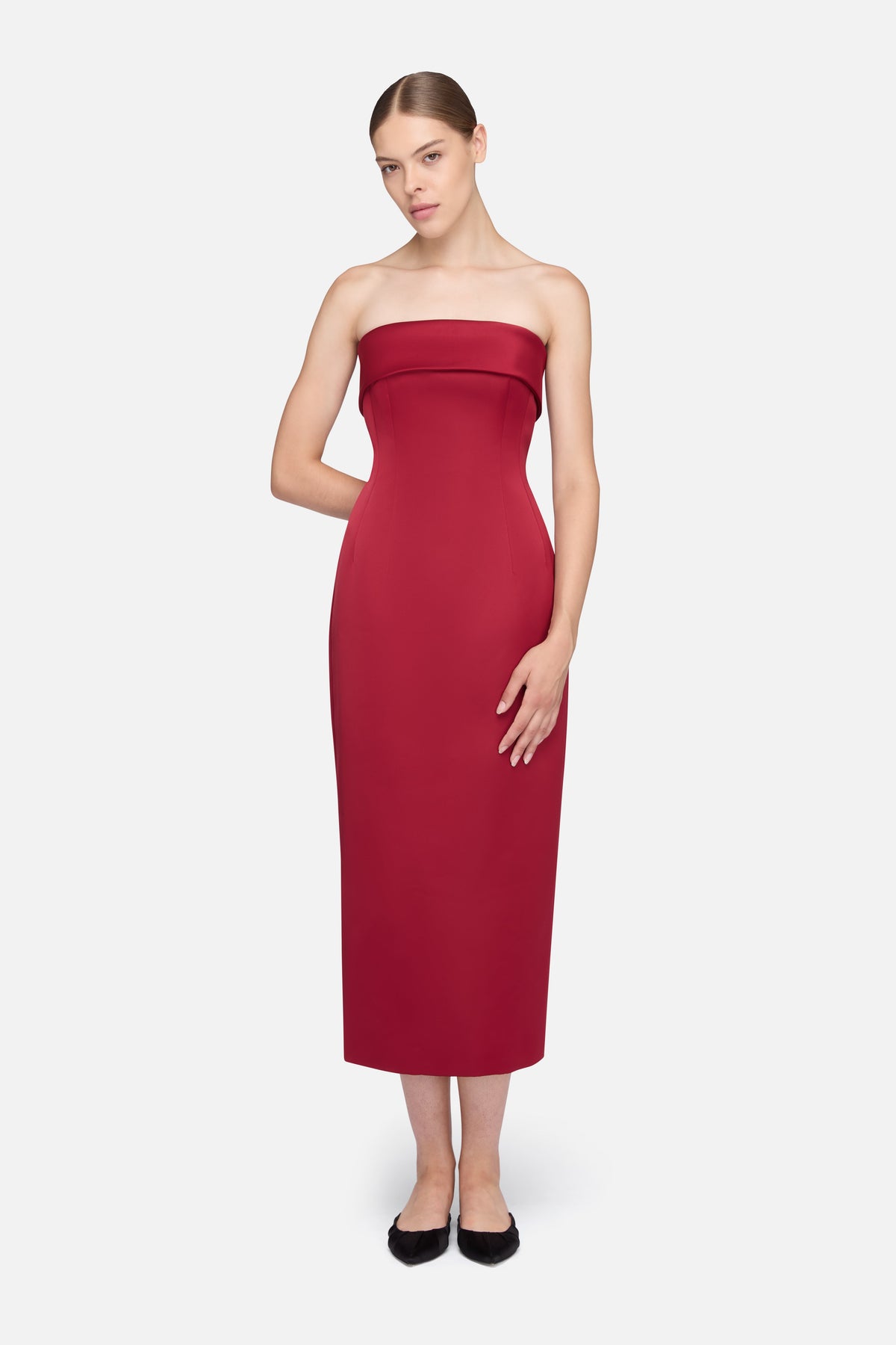 Keeley Dress in Red Duchesse Satin