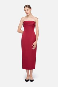 Keeley Dress in Red Duchesse Satin