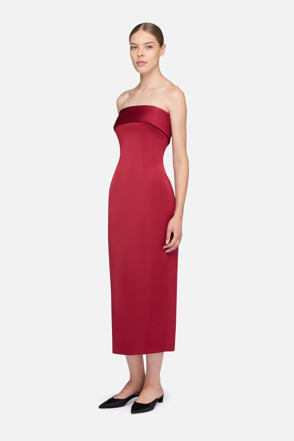 Keeley Dress in Red Duchesse Satin