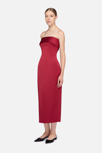 Keeley Dress in Red Duchesse Satin