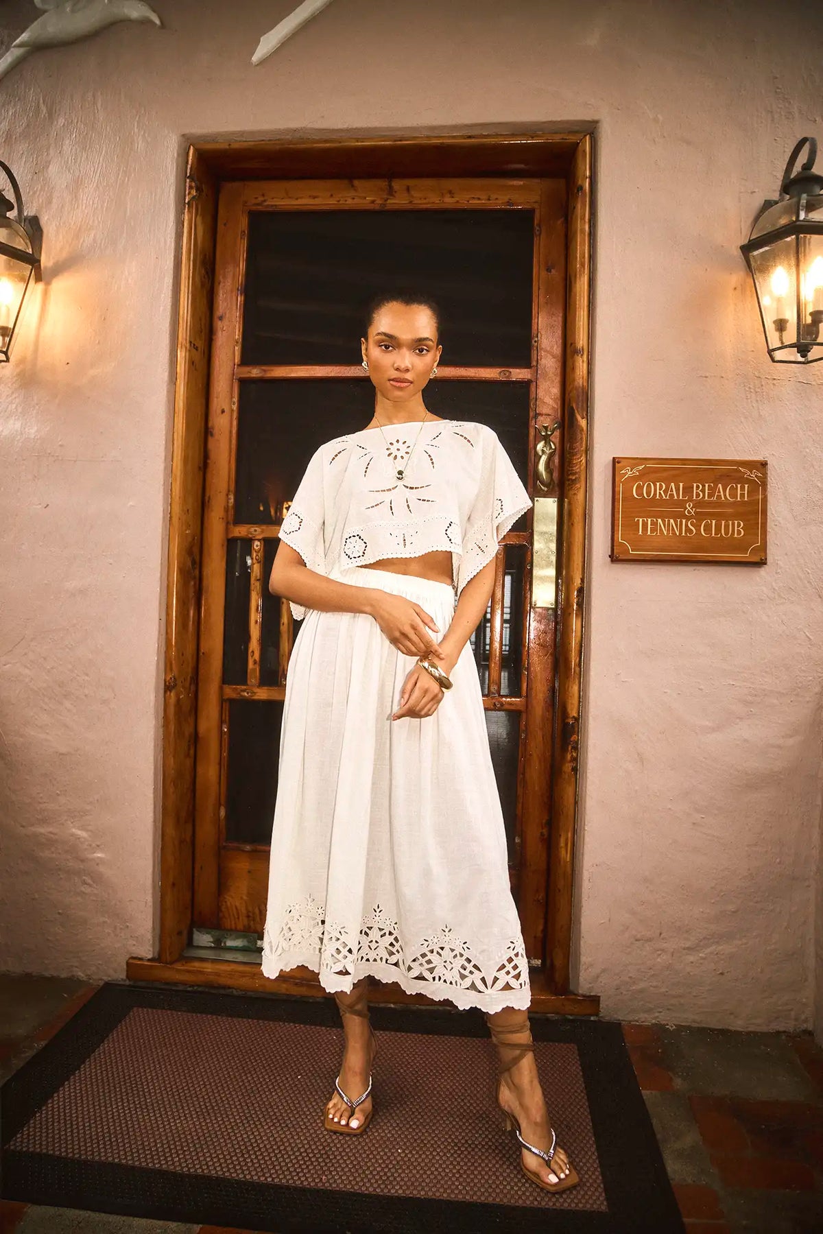 The Keira Top in White paired with matching Tatum Skirt.