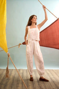 The Calloway Pant in White paired with matching Kelsey Top.