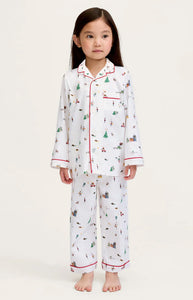 Kid’s Twill Pajama Set in Holiday Town