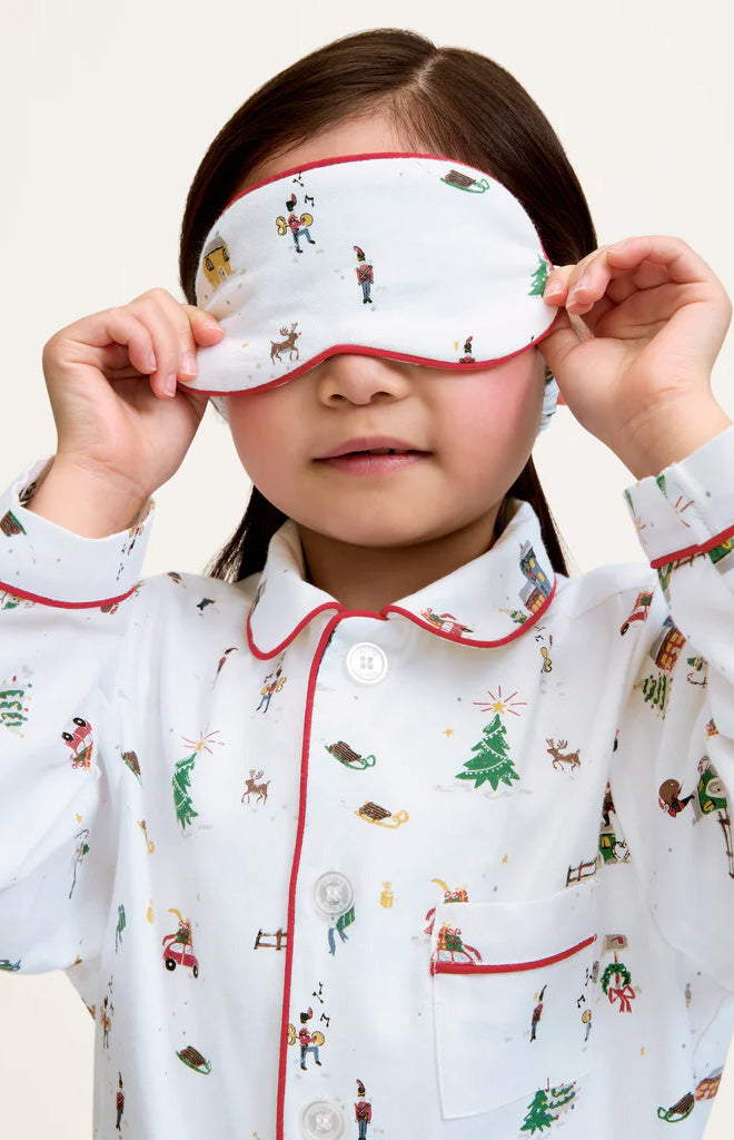 Kid's Twill Sleep Mask in Holiday Town