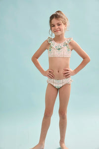 The Kids Two-Piece Swimset in Pink Trellis.