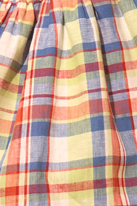 Close up of the Kids June Dress in Harbor Club Madras.