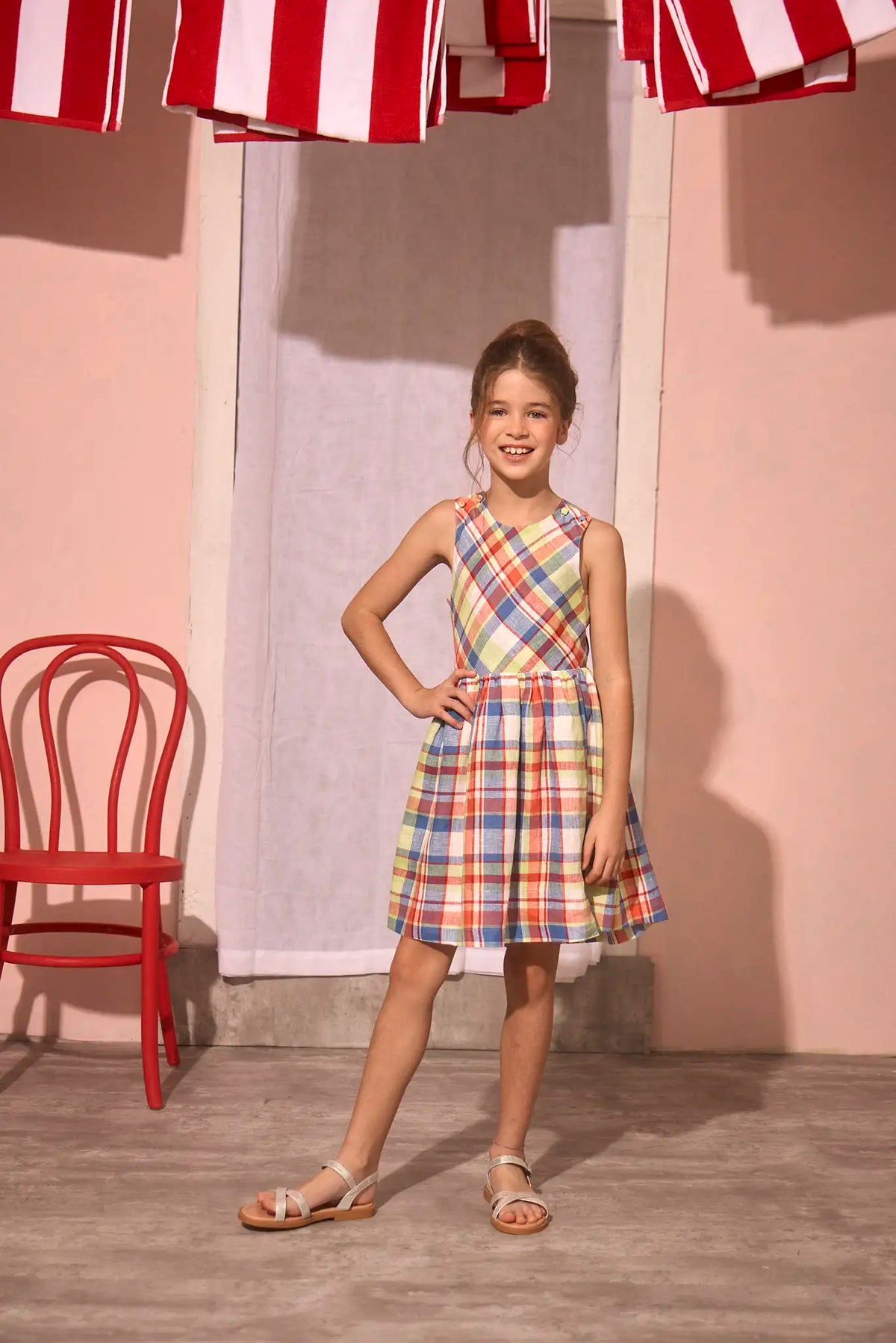 The Kids June Dress in Harbor Club Madras.
