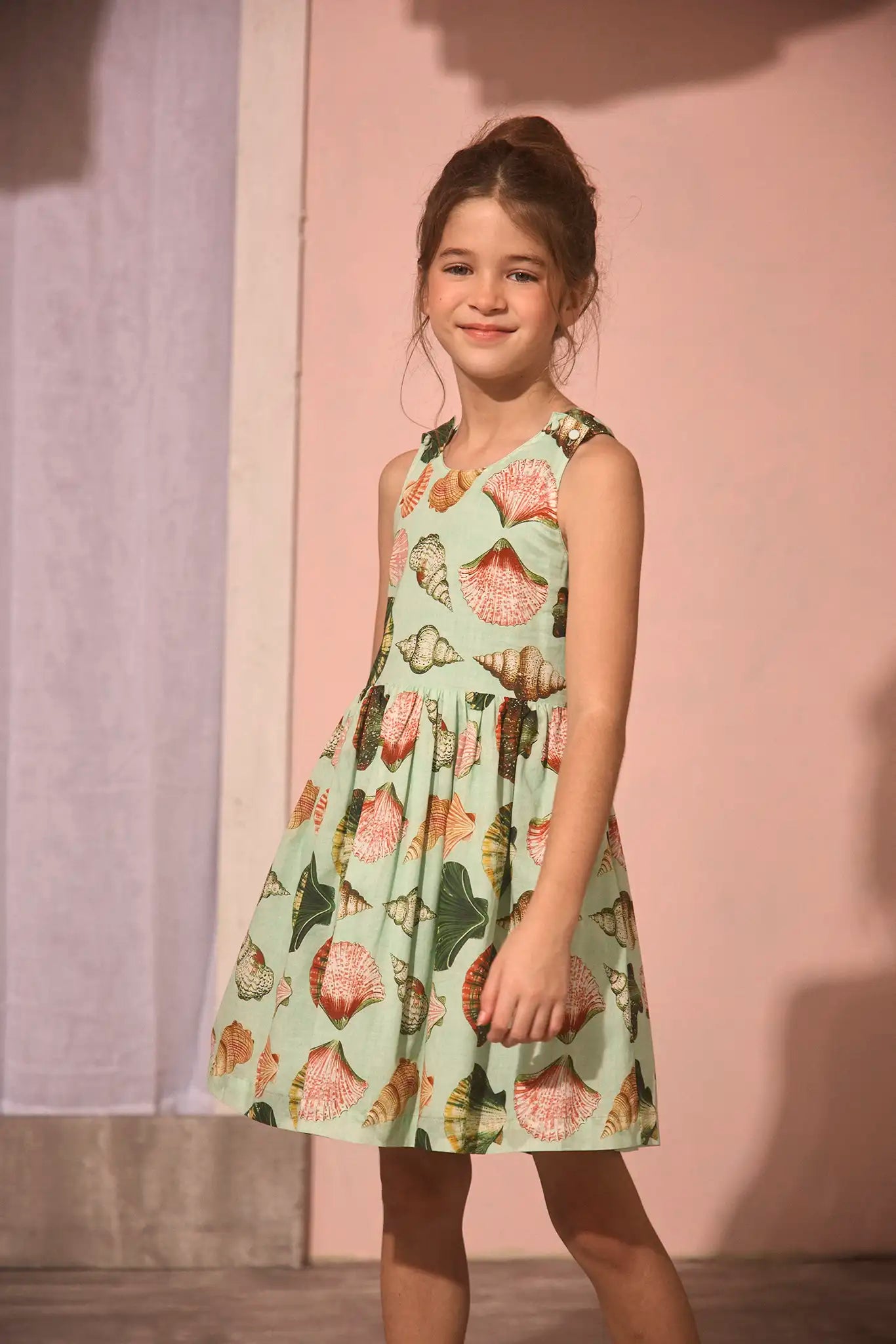 The Kids June Dress in Somers Shell Mint.