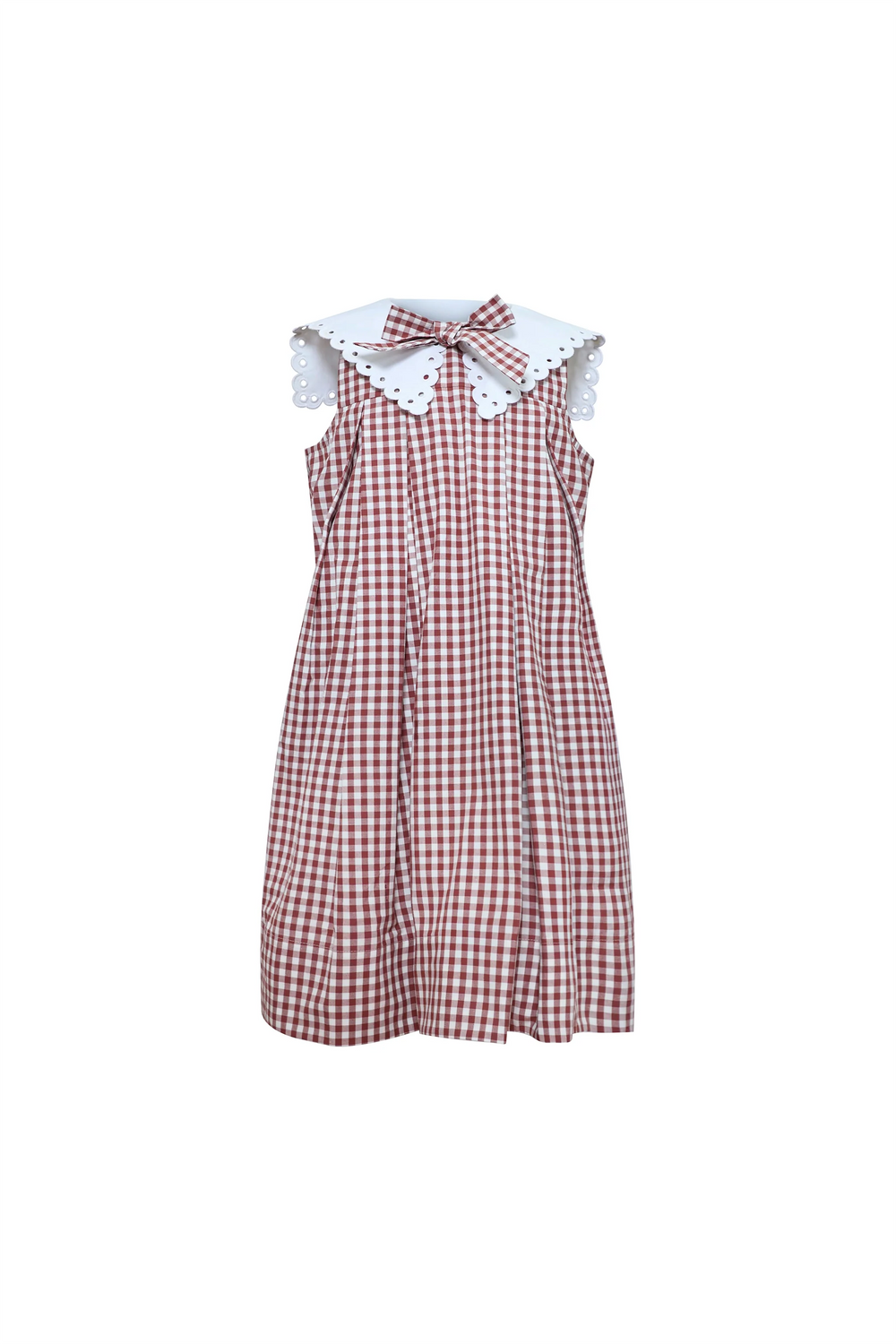 The Kids Marianne Dress in Cotswold Check Rust. 