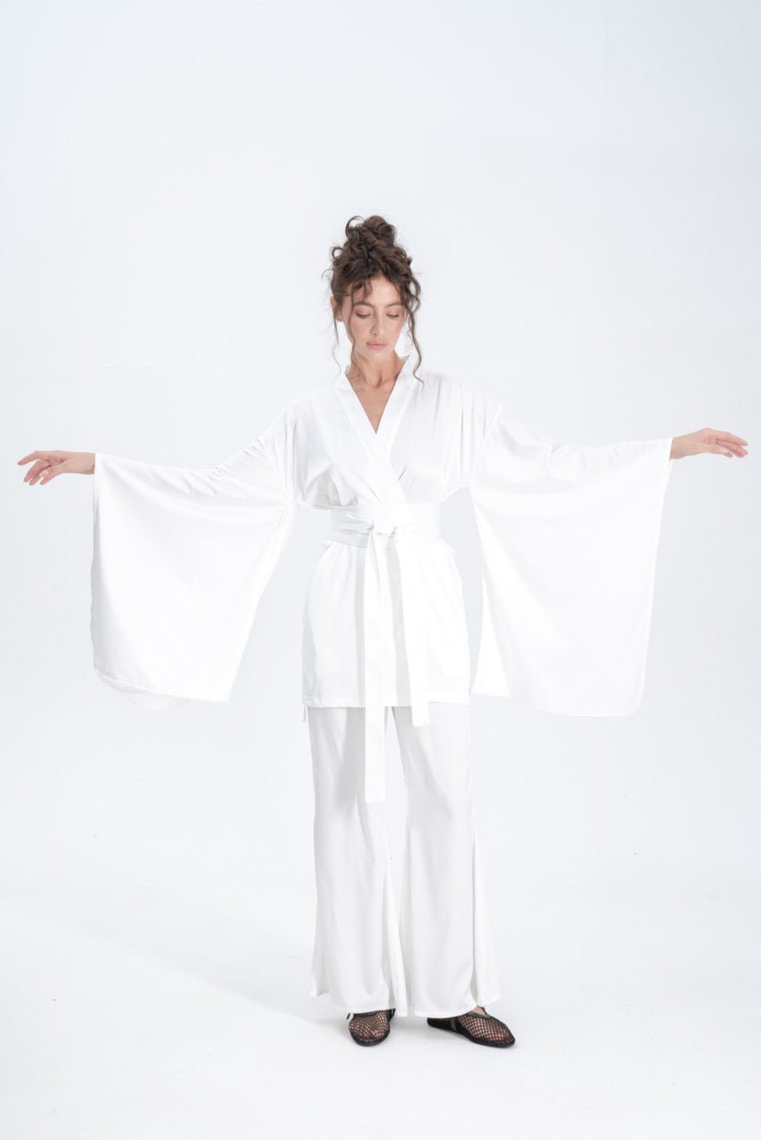 Silky Satin Kimono Pajamas