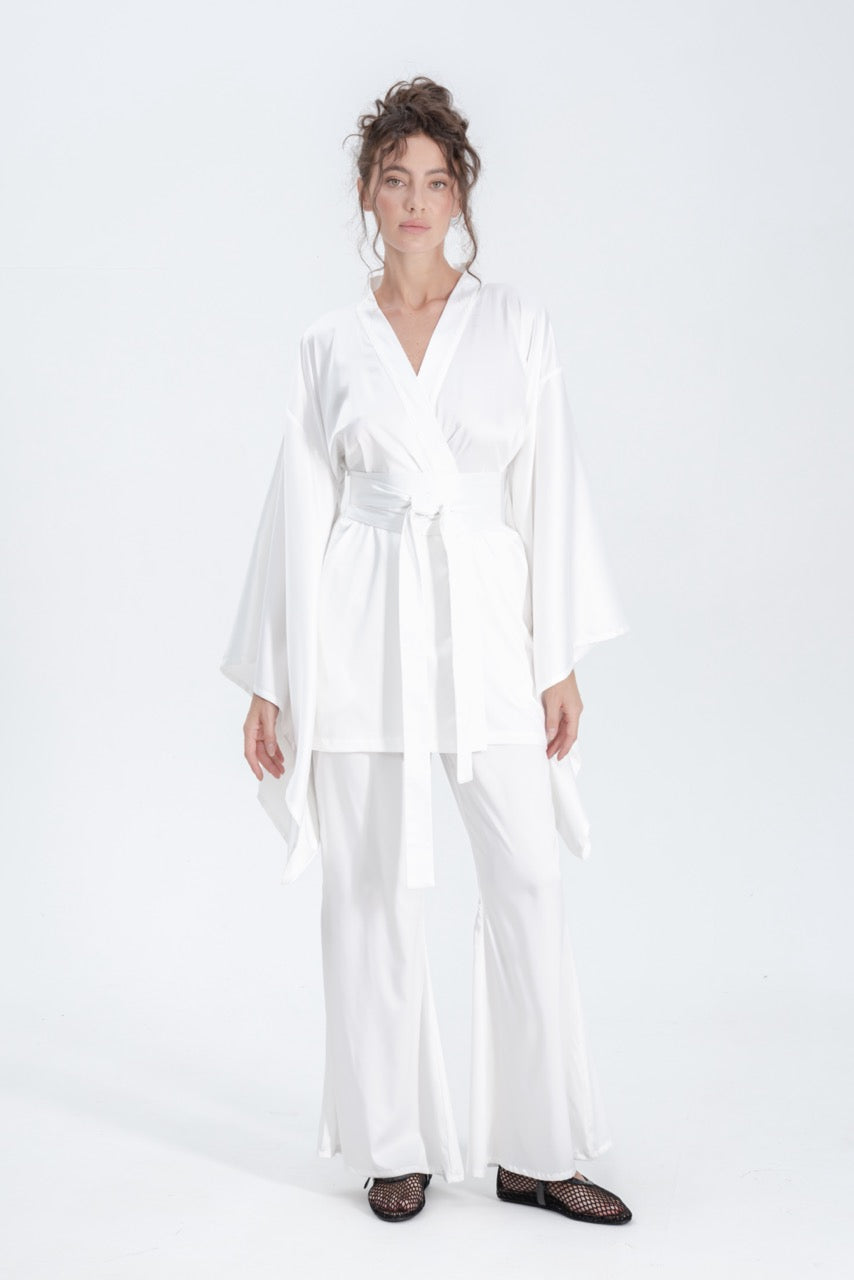 Silky Satin Kimono Pajamas