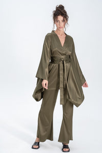 Silky Satin Kimono Pajamas