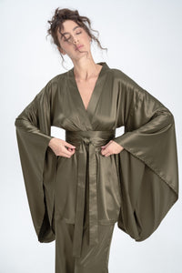 Silky Satin Kimono Pajamas