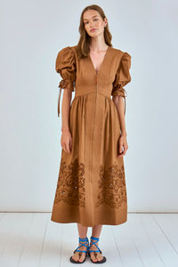 Kirin Dress in Mocha Embroidered Eyelet