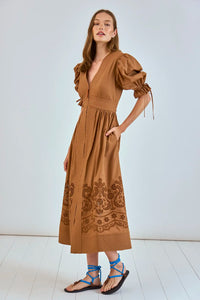 Kirin Dress in Mocha Embroidered Eyelet