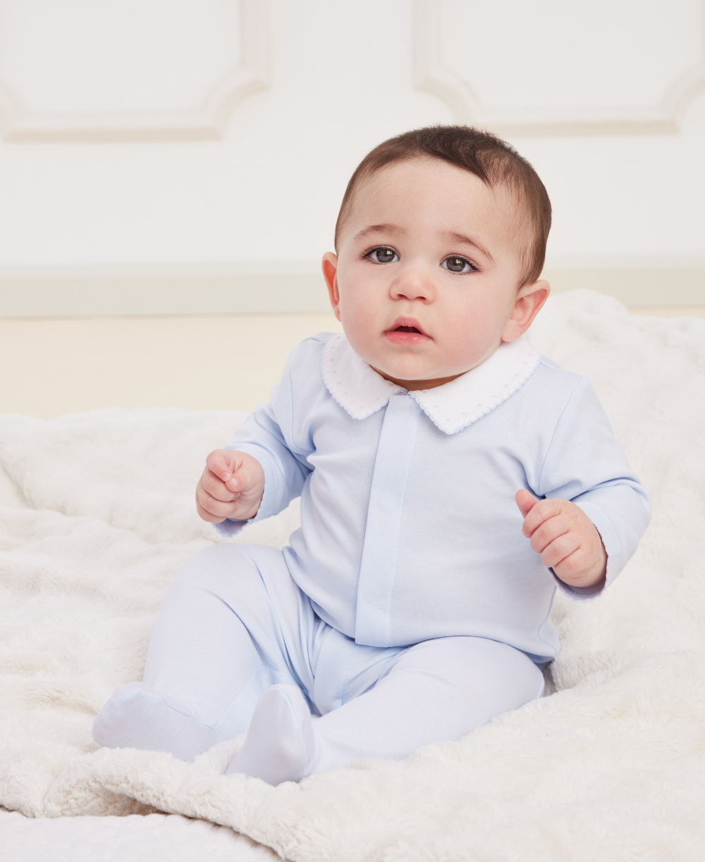 Blue Kissy New Beginnings Footie w/Collar (0-3M)