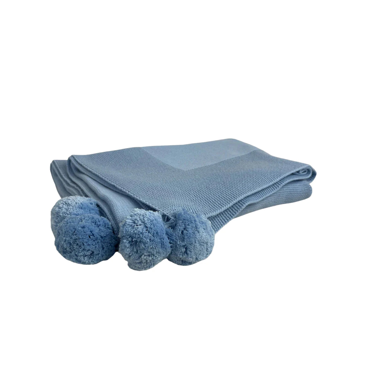 Knit Baby Blanket with PomPoms