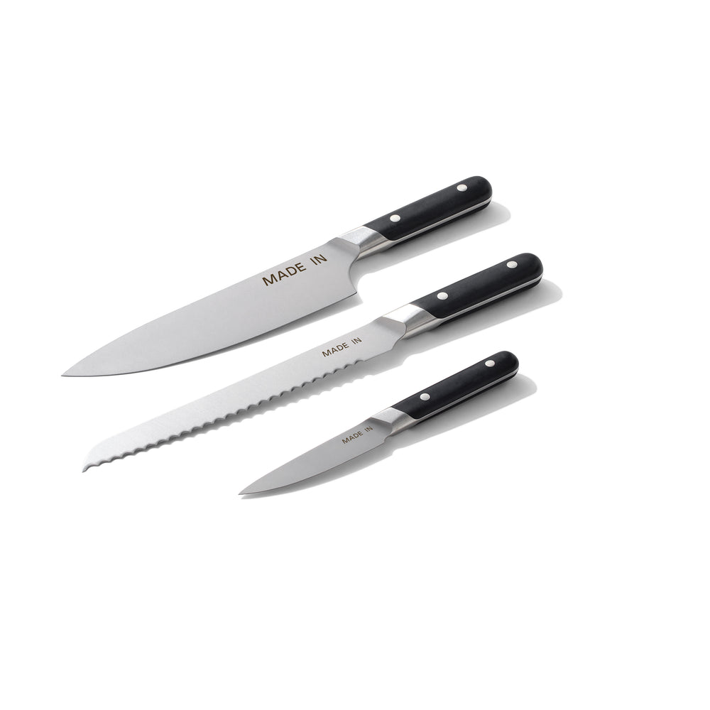 Knife Block + Knife Set in Truffle Black, Set of 3