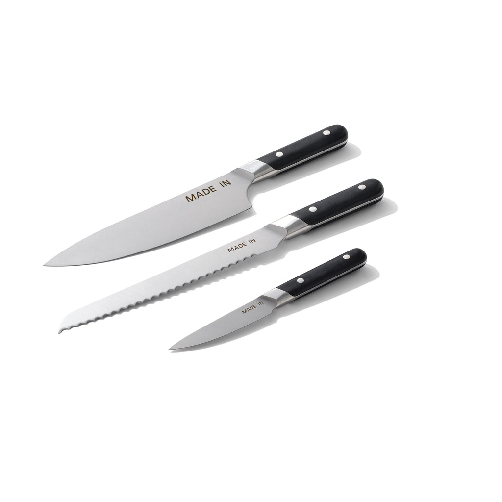 Knife Block + Knife Set in Truffle Black, Set of 3