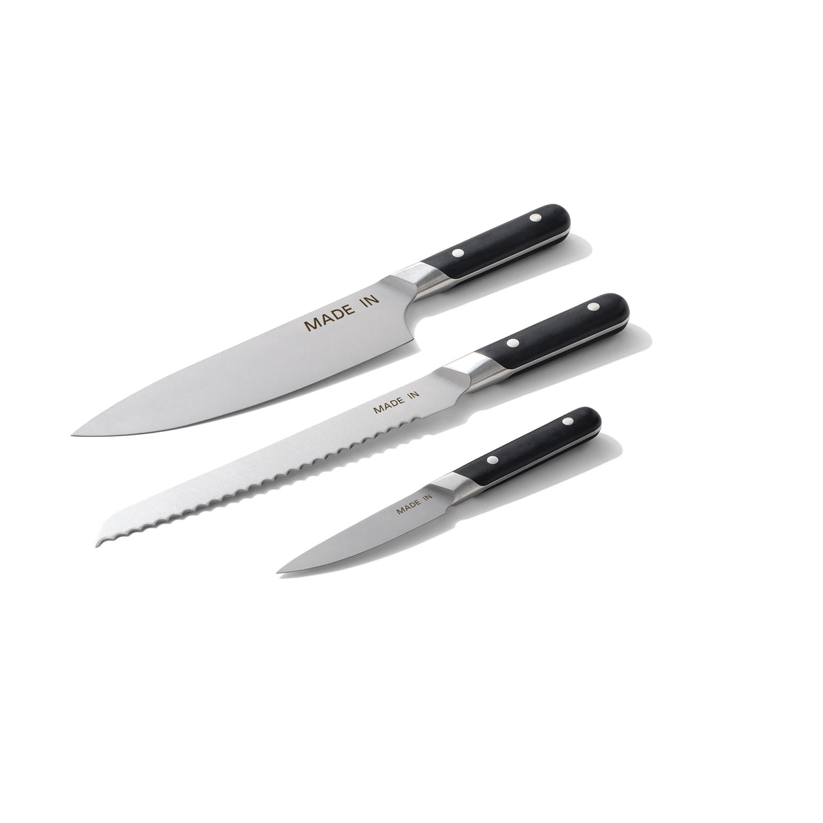 Knife Block + Knife Set in Truffle Black, Set of 3