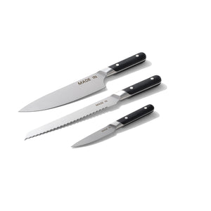 Knife Block + Knife Set in Truffle Black, Set of 3
