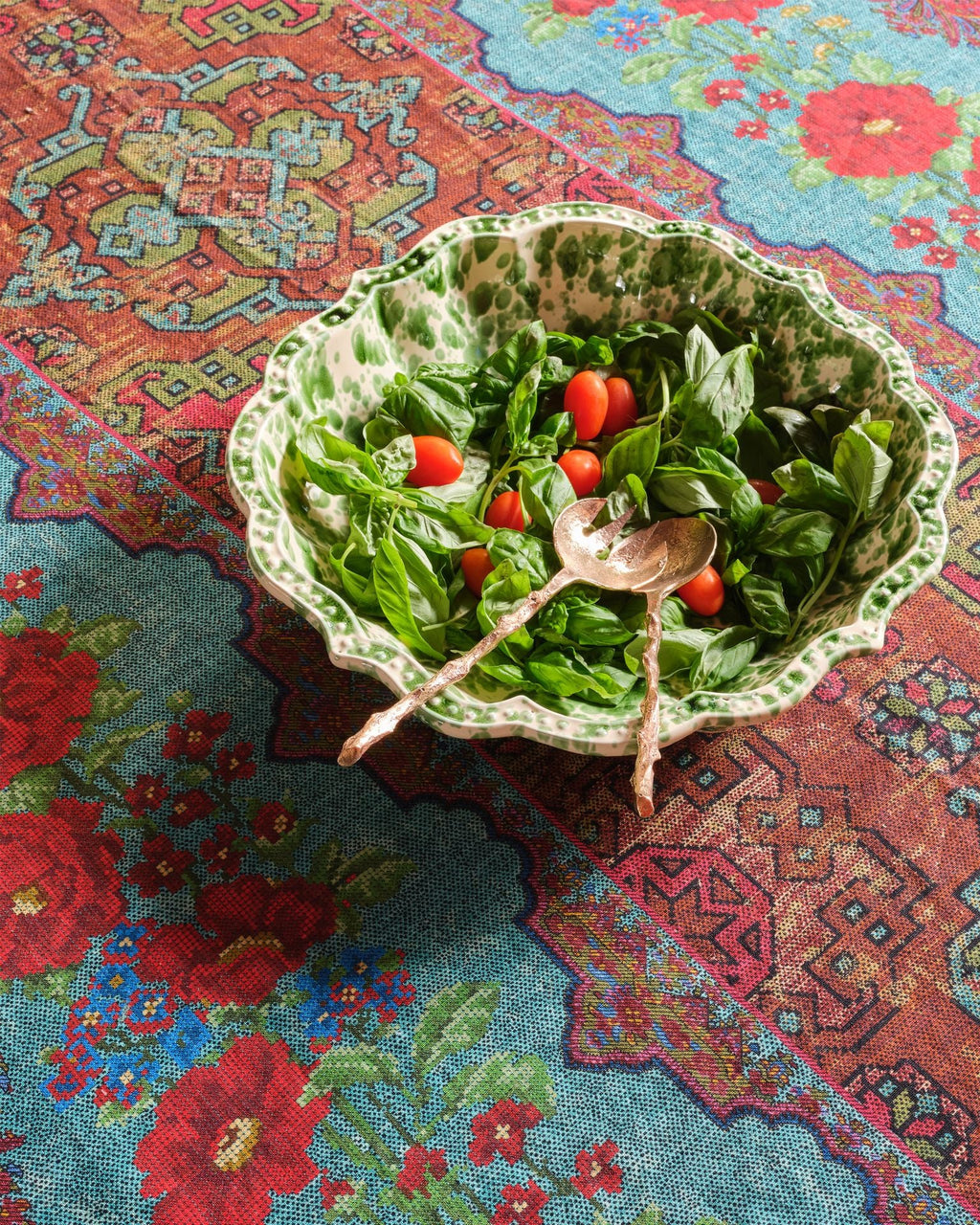 Speckled Serving Bowl, Green and White