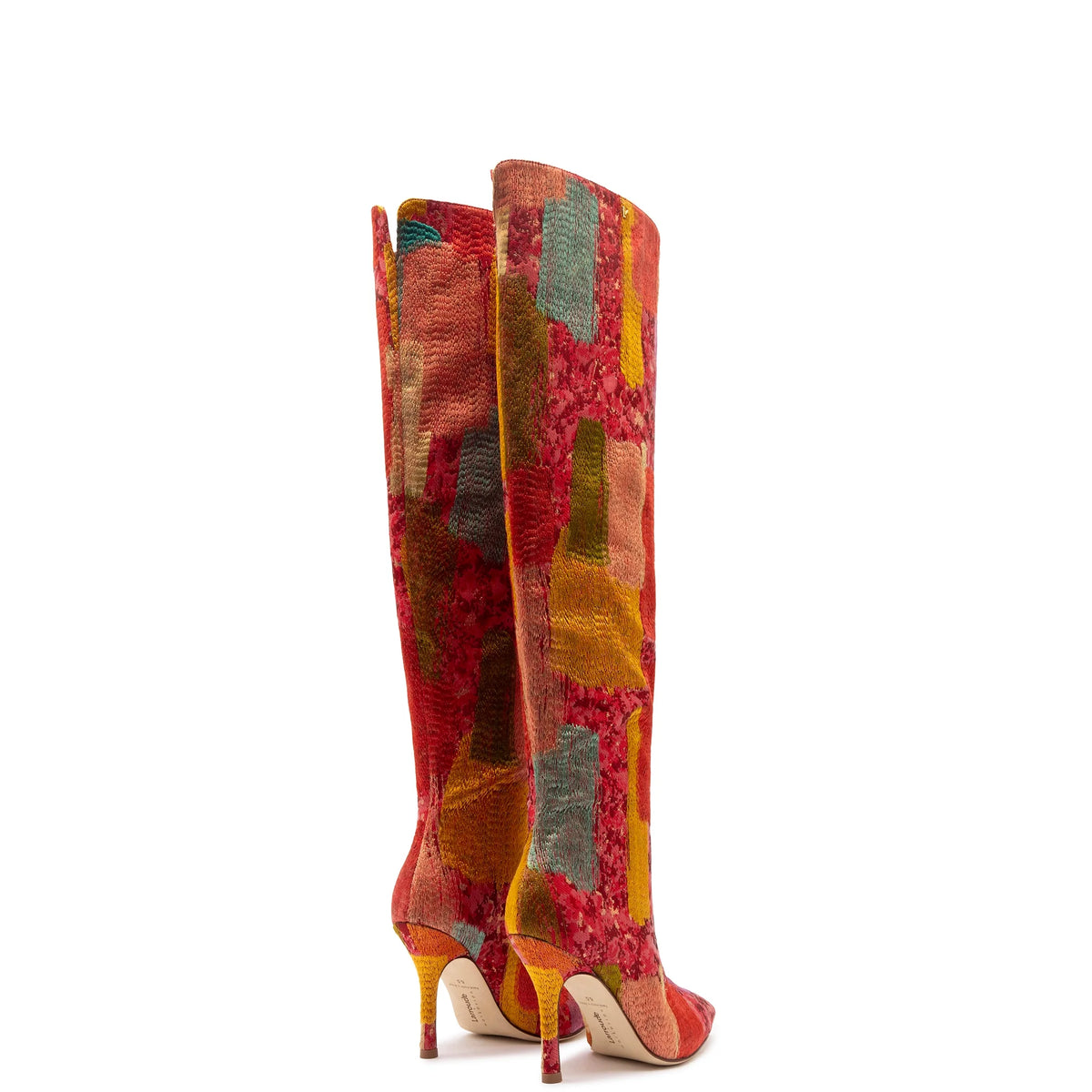 Larroudé x Markarian Boot In Red Patch Work Fabric