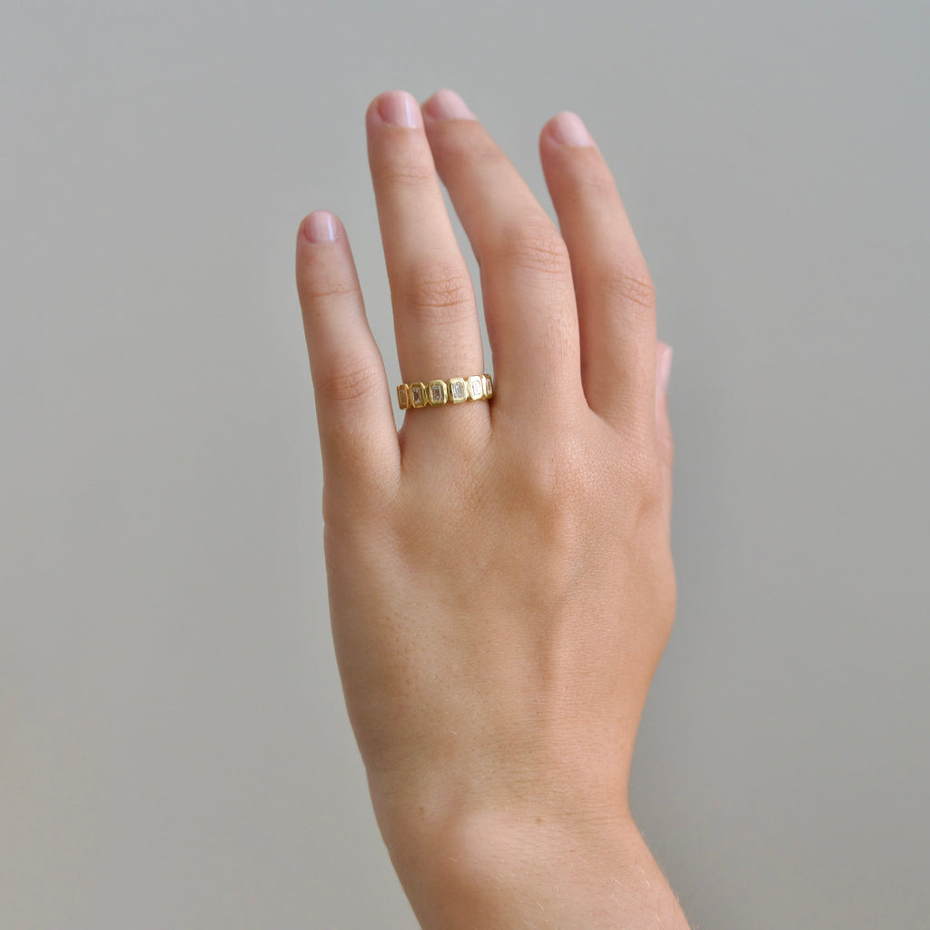Emerald Cut Diamond Petite Nesting Gem Eternity Ring
