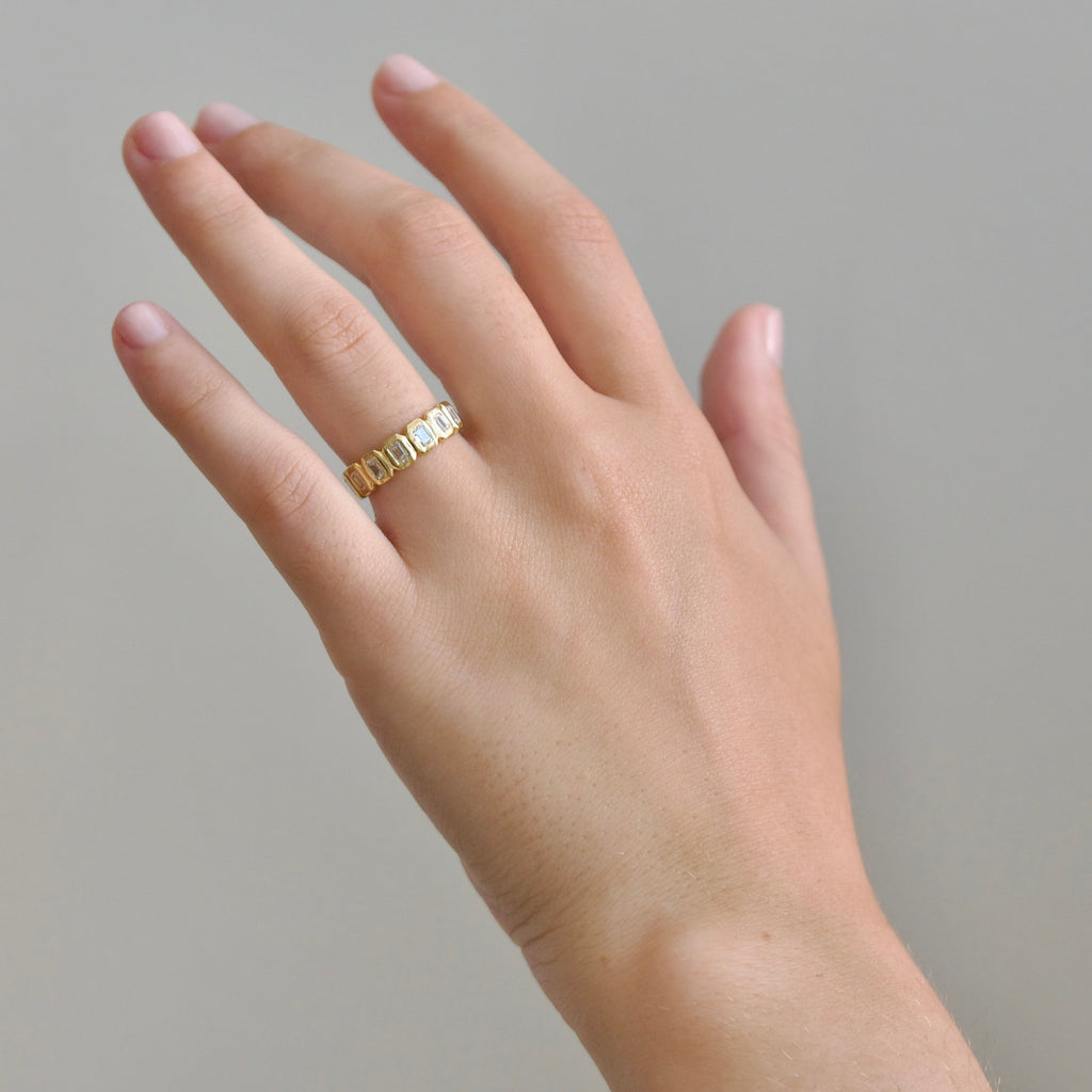 Emerald Cut Diamond Petite Nesting Gem Eternity Ring