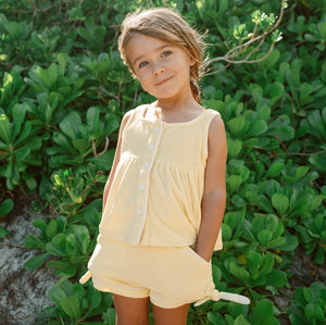 Girls Banana French Terry Button Up Tank