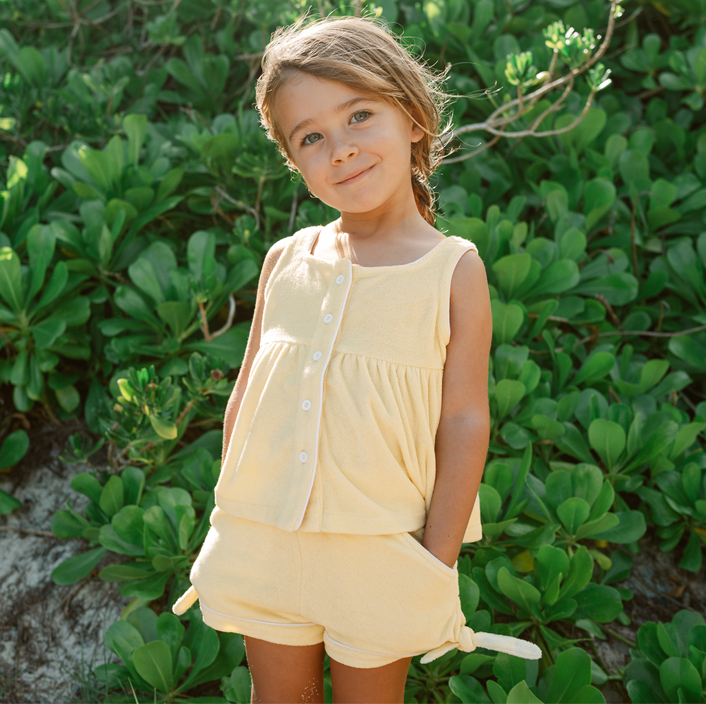 Girls Banana French Terry Tie Knot Shorts