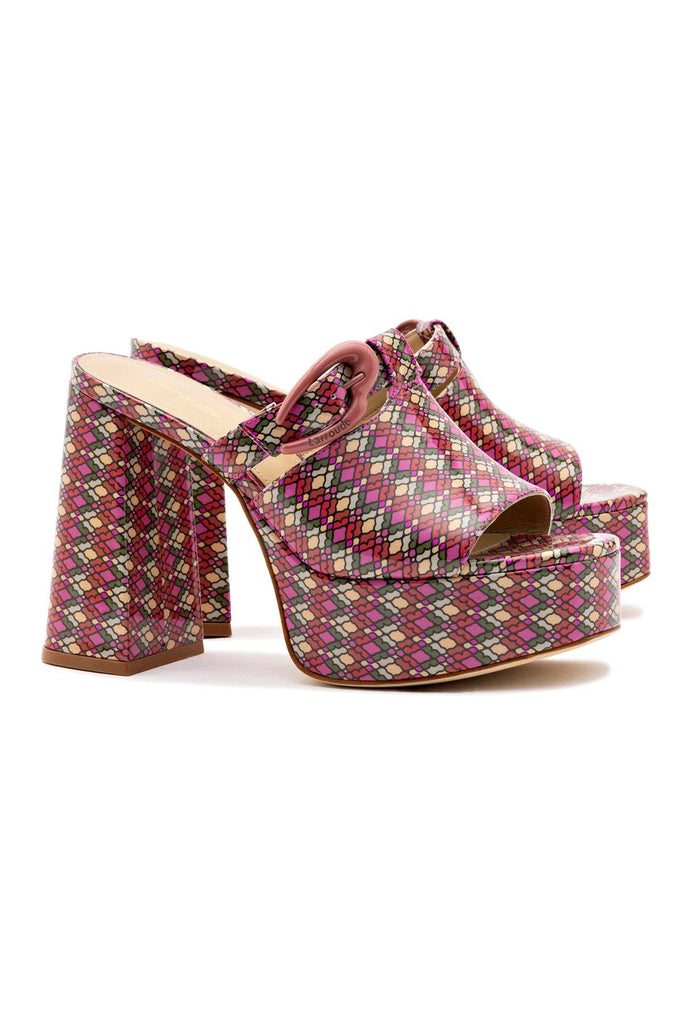 Dolly Verona Mule In Pink Vichy Patent Leather