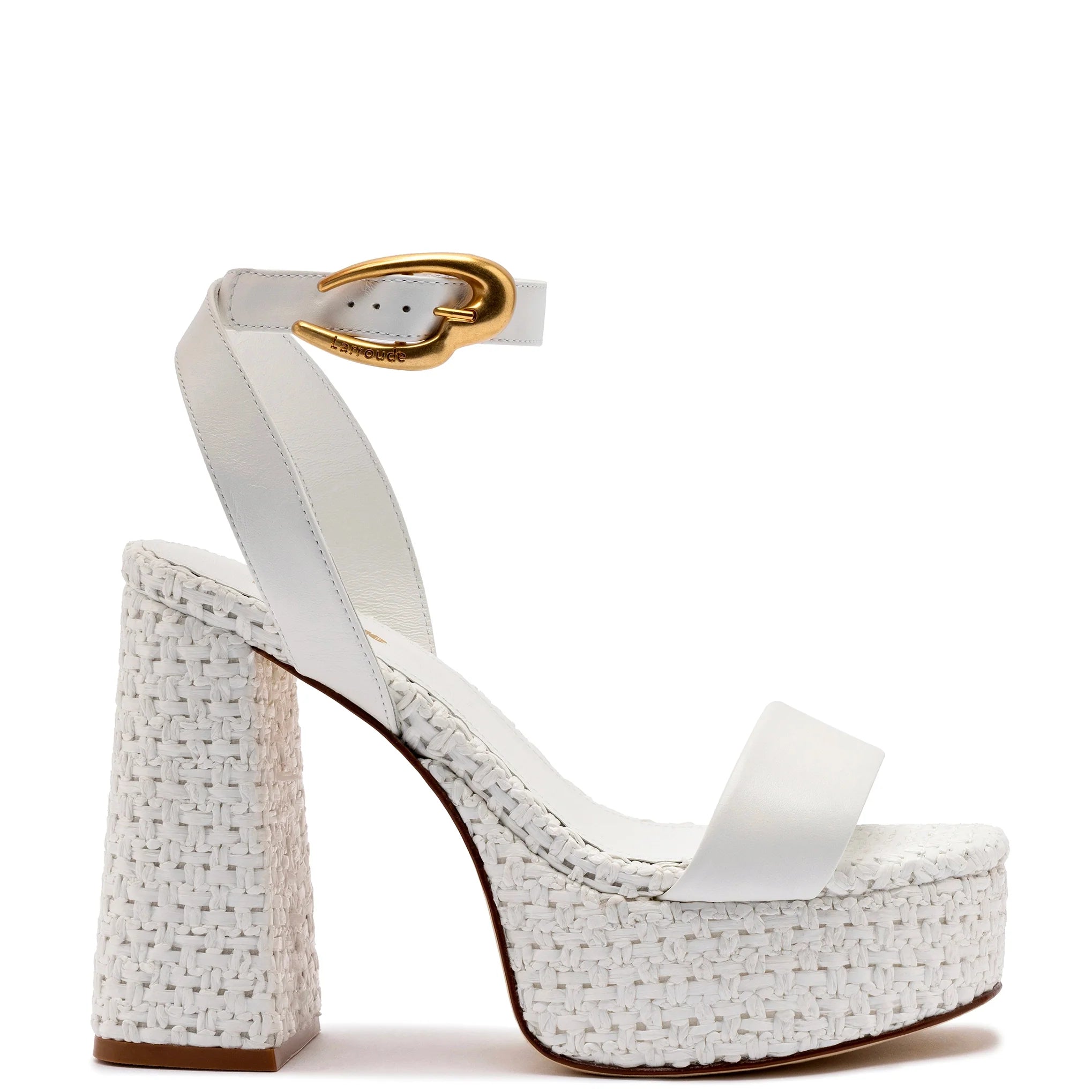 Dolly Verona Sandal in White Leather & White Raffia
