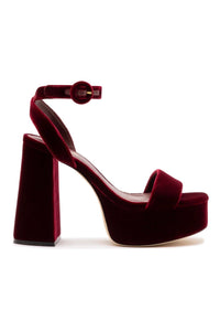 Dolly Sandal In Wine Velvet