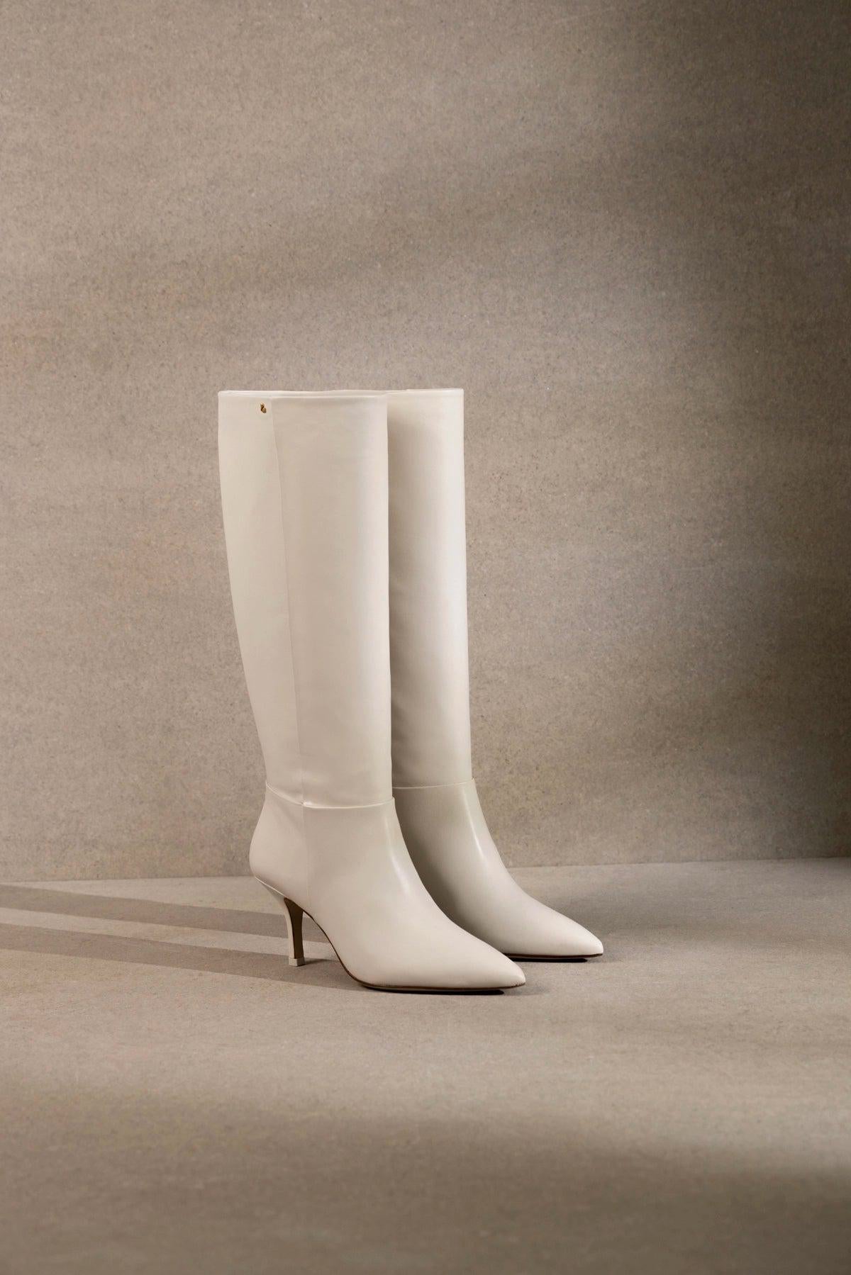 Kate Mid Boot In Ivory Leather