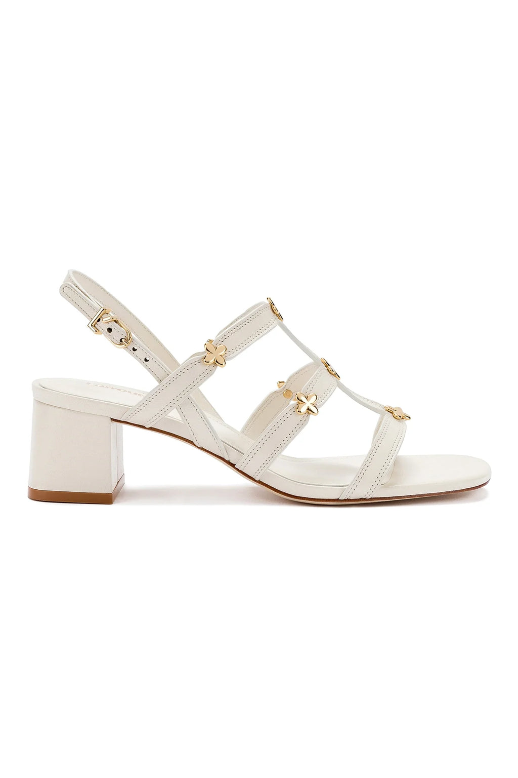 Harmony Block Sandal in Ivory Leather