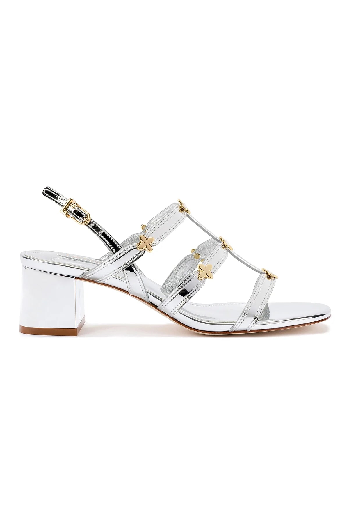 Harmony Block Sandal in Silver Specchio