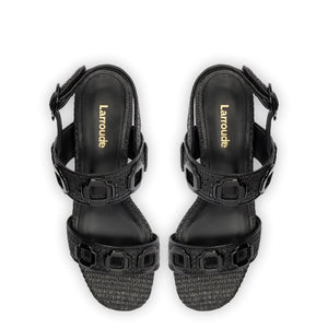 Milan Sandal In Black Wave Raffia