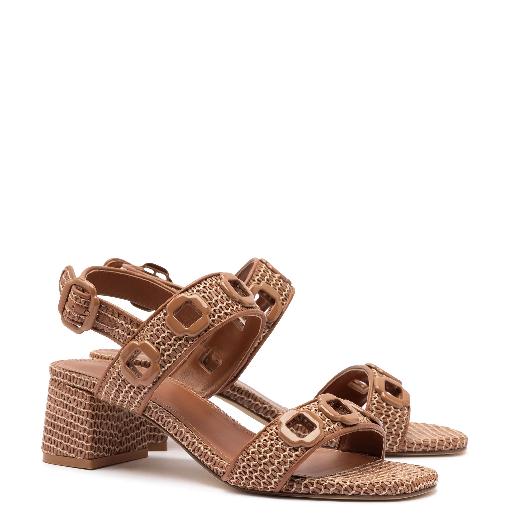 Milan Sandal In Caramel Wave Raffia