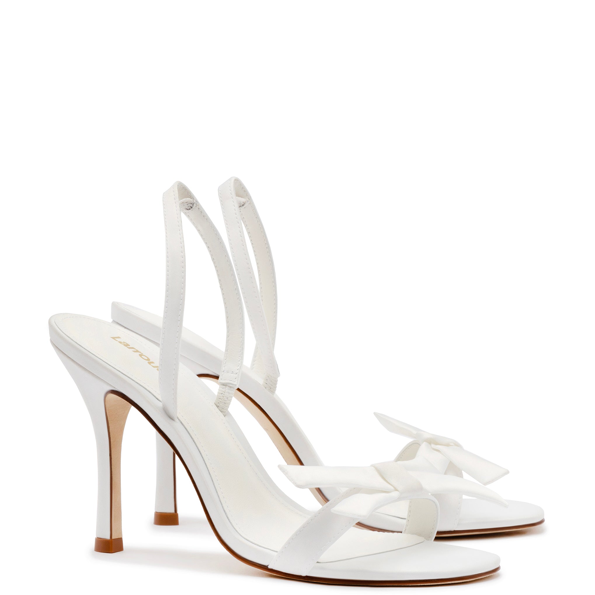 Larroudé x Markarian Bridal Sandal In White Satin