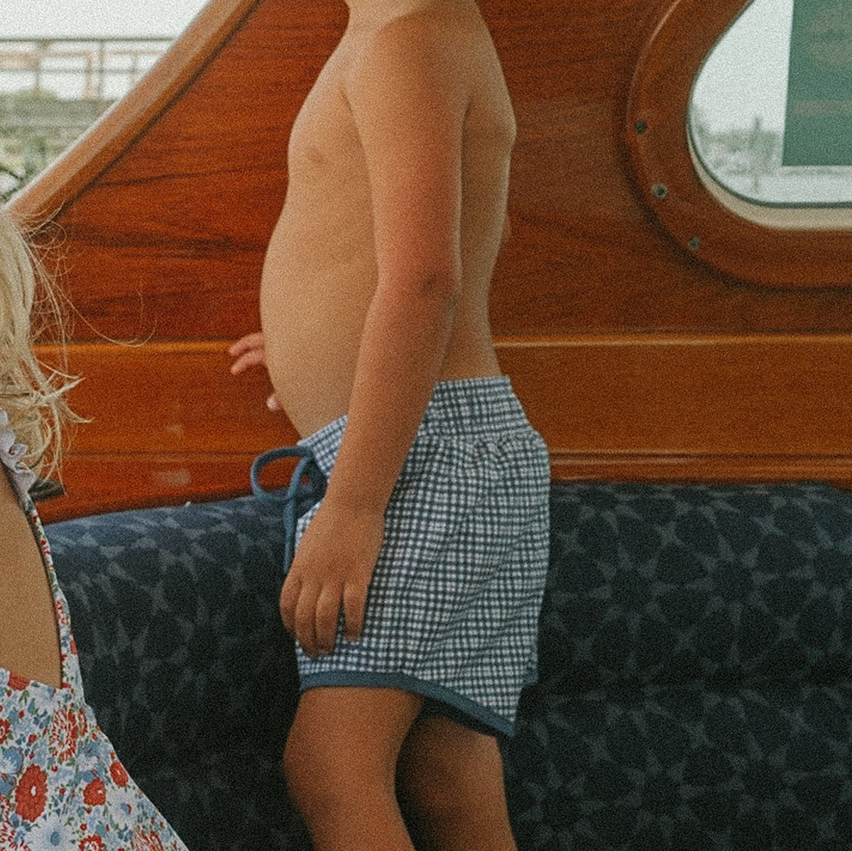 Boy’s Newport Navy Gingham Boardie
