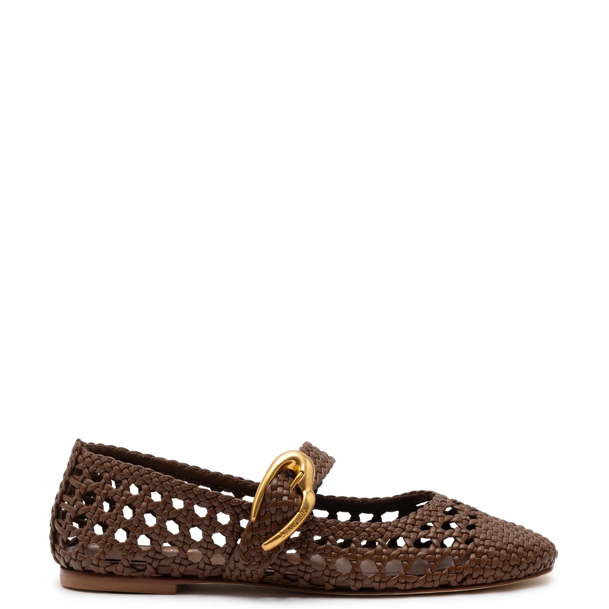 Verona Macrame Ballet Flat in Burnt Umber Leather