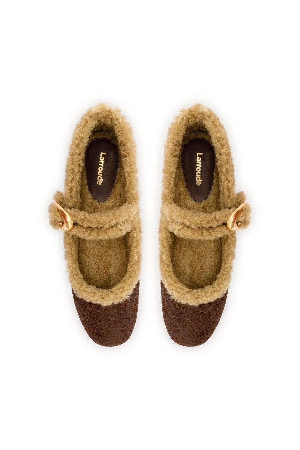 Verona Ballet Flat In Cocoa Leather And Natural Shearling